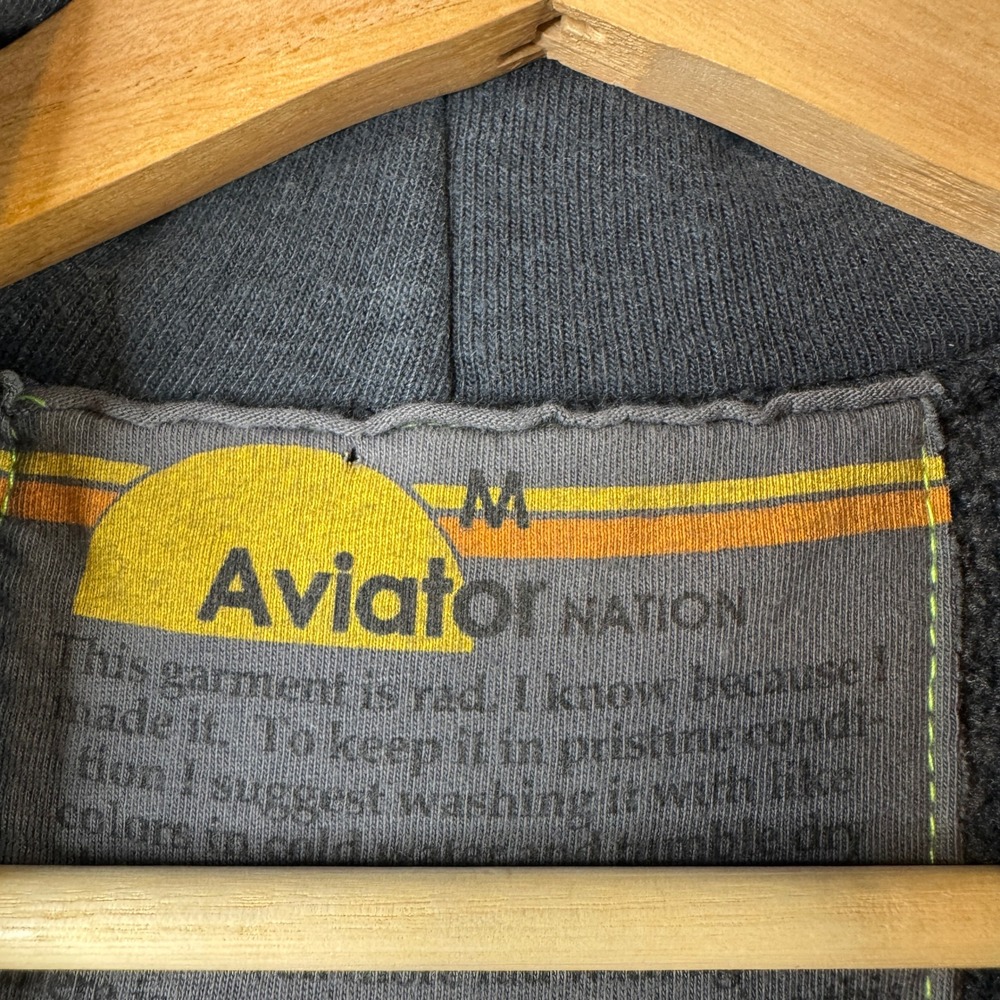 Aviator Nation Womens Charcoal Gray Sunset Patch Cropped Full Zip Hoodie Size M - Picture 5 of 8
